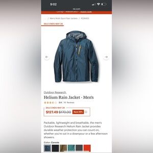 Outdoor Research Gray and Green rain jacket
